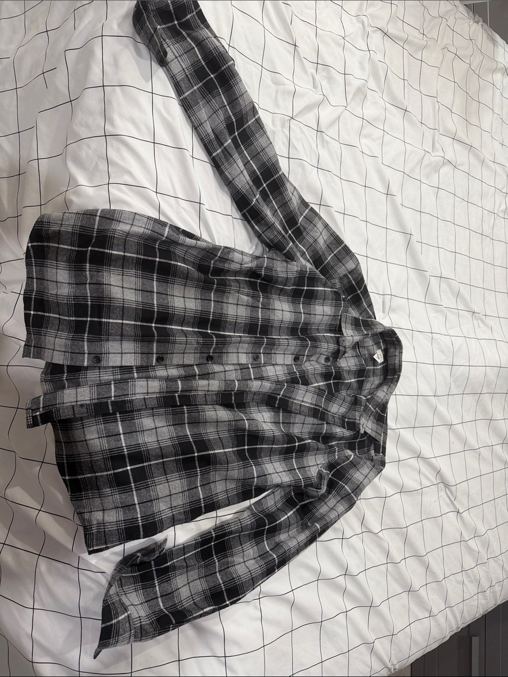 River Island Black and Gray Plaid Button-Down Shirt